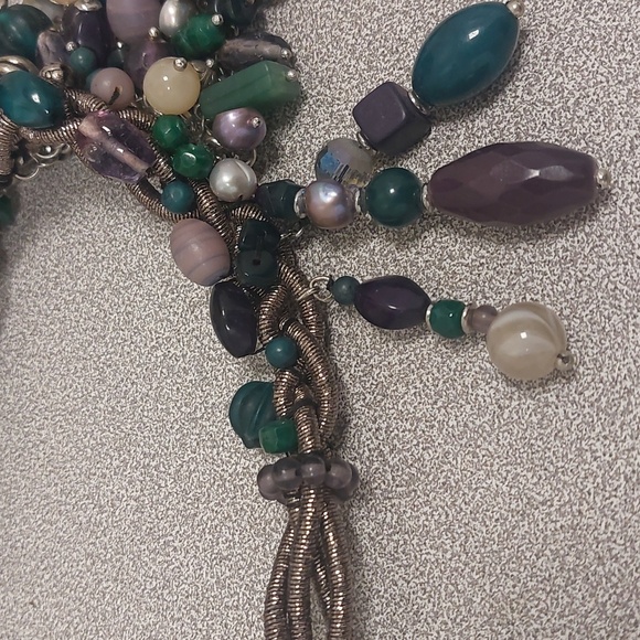 Chico's Multicolor Chunky Beaded Statement Bib DrapeNecklace - Picture 15 of 17